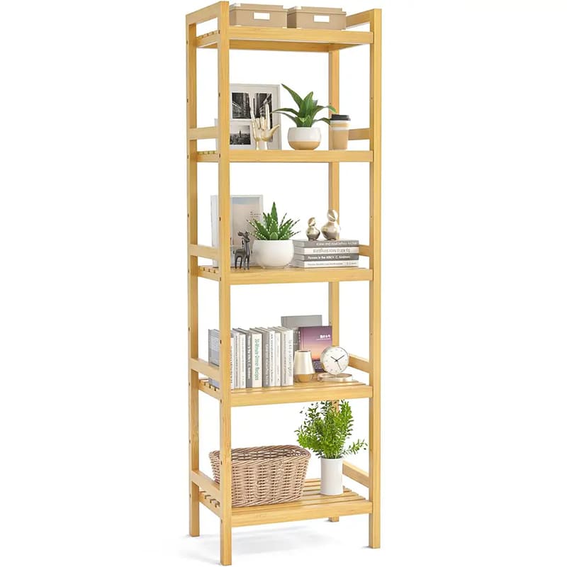 BSCI Custom 6 Tiers justerbar hög bokhylla bokhylla rack arrangör hyllenhet fristående förvaring bambu bokhylla