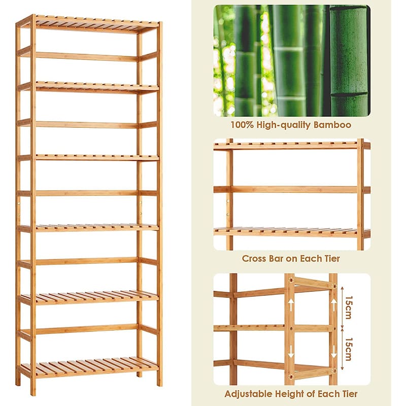6 Tier Bambu justerbar rack