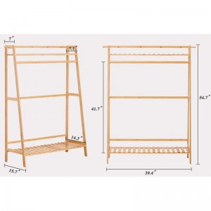Tungt rack för att hänga bambu klädrockar golv bambu garderob